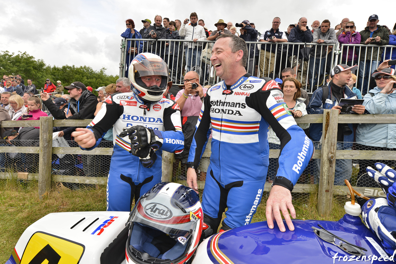 Wayne Gardner joking with Freddie Spencer