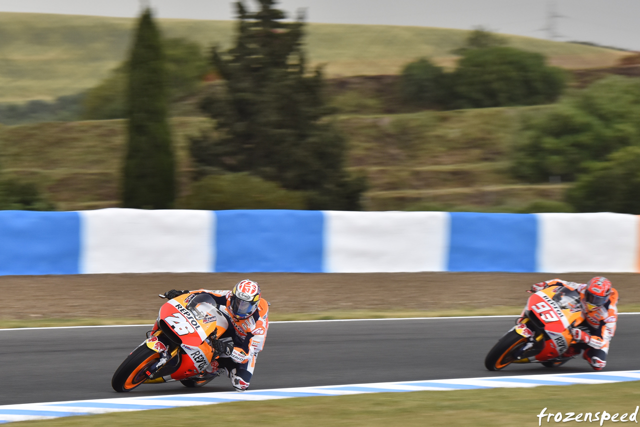 Marc Marquez chasing Dani Pedrosa