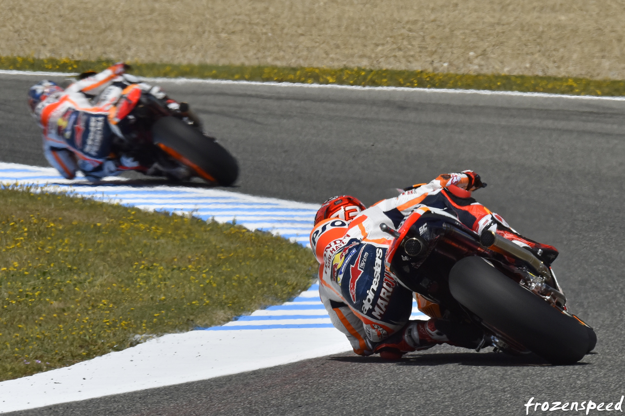 Marc Marquez chasing Dani Pedrosa