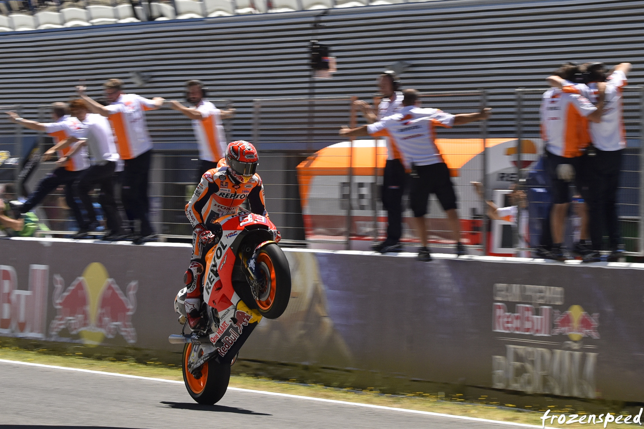 Marc Marquez wheelie finish