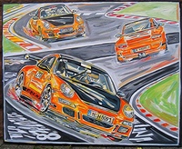 80x100cm Frozenspeed collage painting of GT3RS by Nina K. Matthies